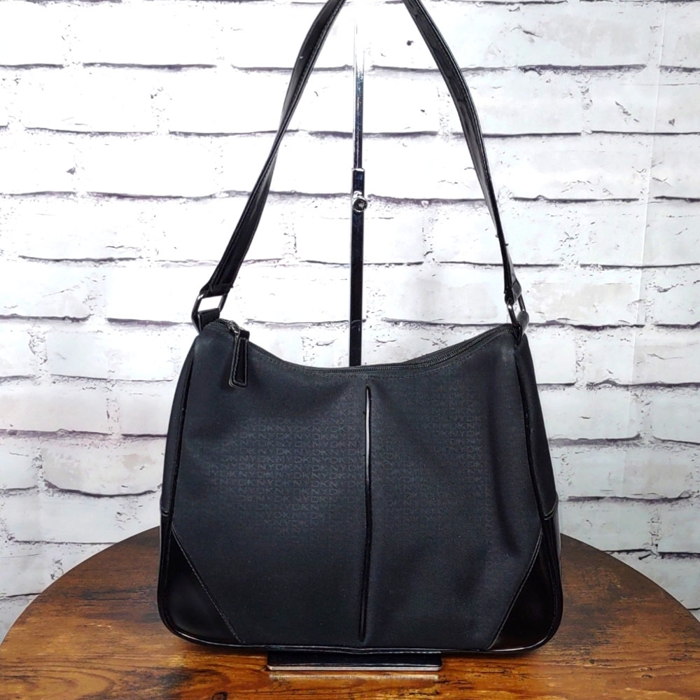 DKNY Signature Monogram Jacquard/Patent Bag